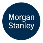 Company logo for Morgan Stanley. White letters on a navy blue circle that says MORGAN STANLEY
