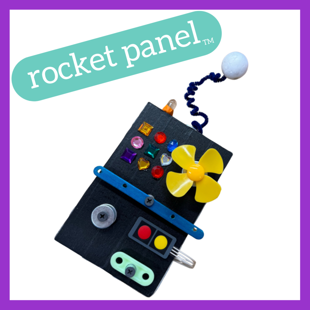 photo of a sample Rocket Panel robot robot with the name in white letters in a teal bubble above it.