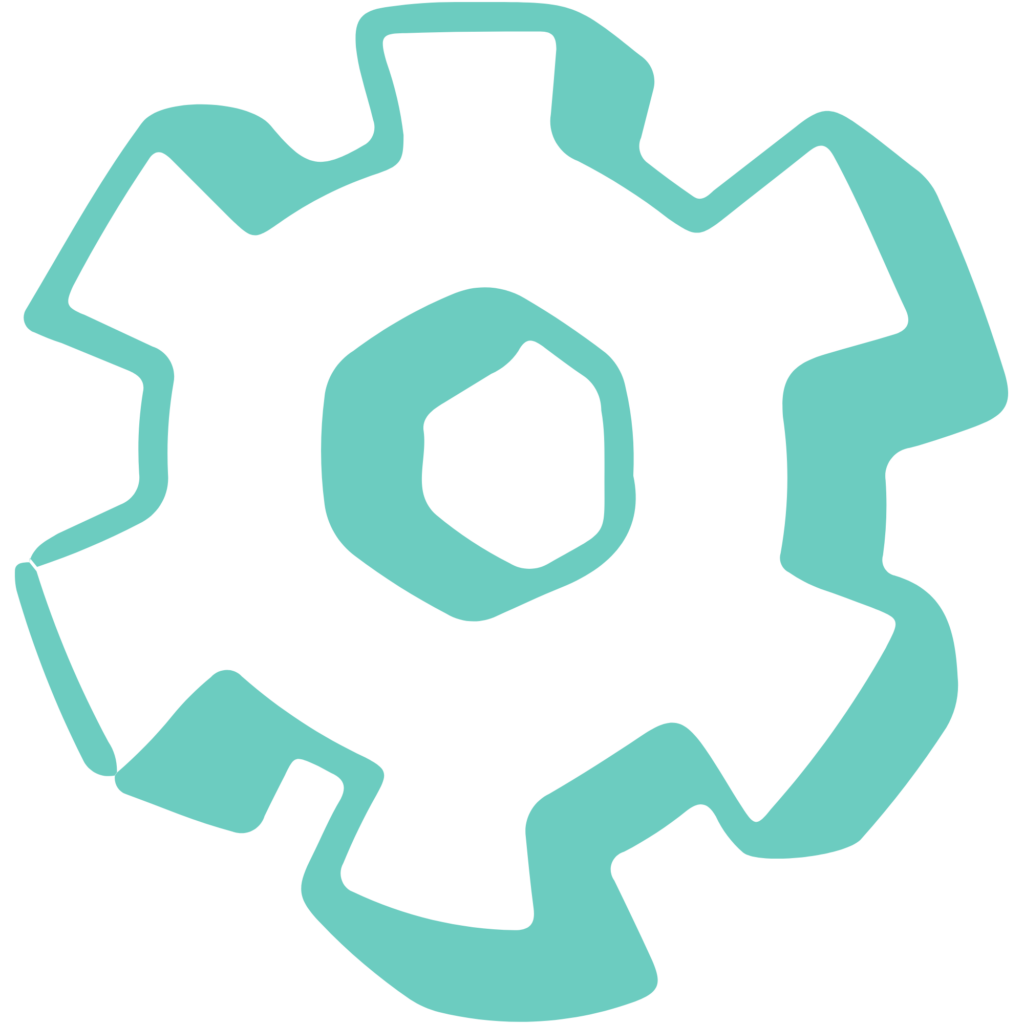 Illustration of a gear in teal