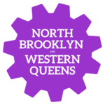 Purple gear with white letters: North Brooklyn & Western Queens