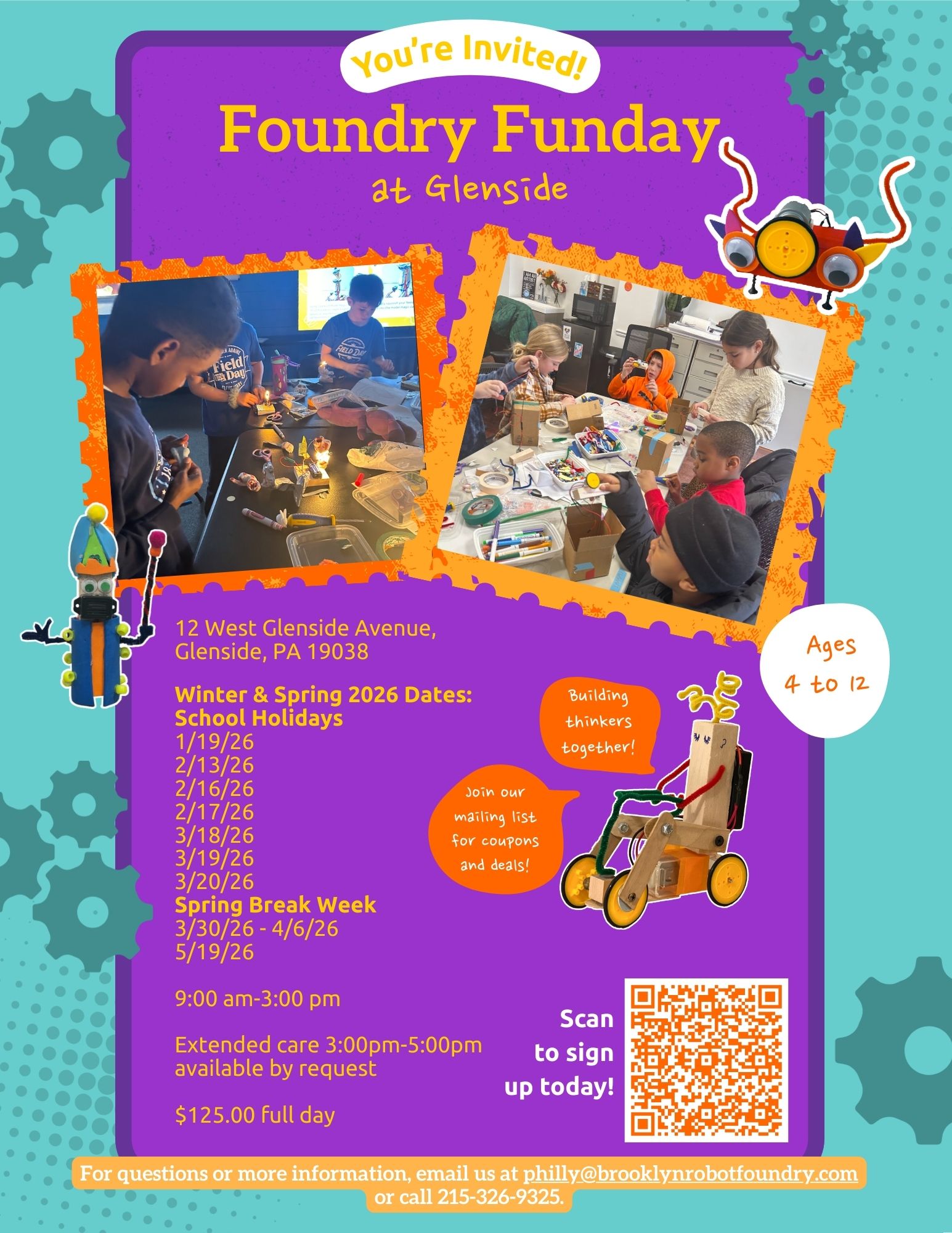 Foundry Funday Winter and Spring schedule 2026 at Glenside location Foundry Funday Winter and Spring schedule 2026 at Glenside location