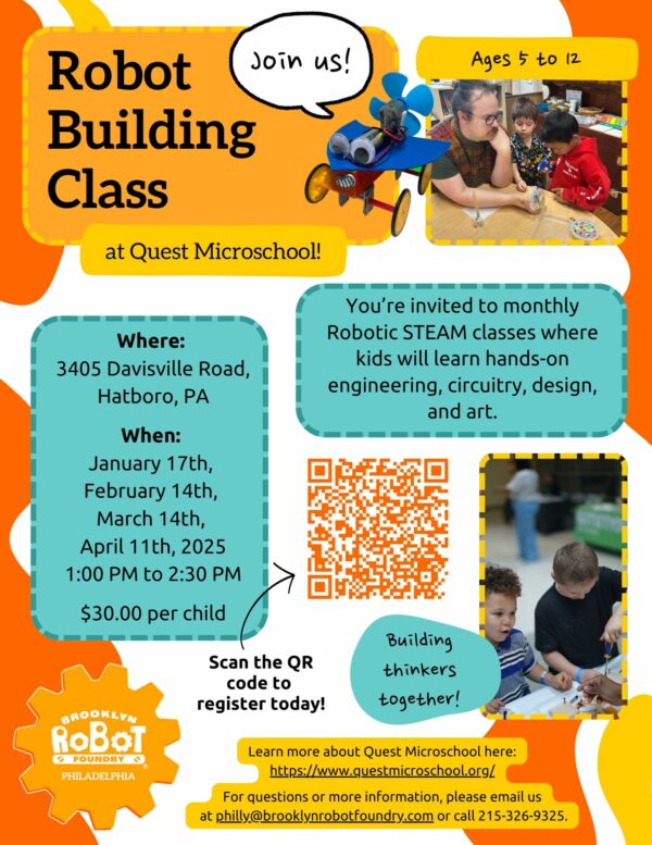 Robot Builing class at Quest Microschool for kids ages 5-12