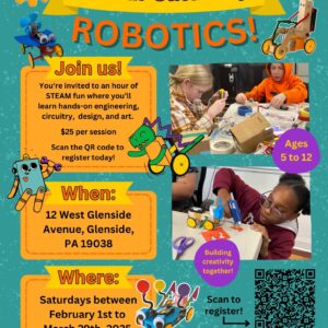Saturday Robotics flyer for 1 hour classes in Glenside PA