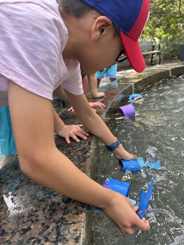 Floating robots at Villanova University water fountain