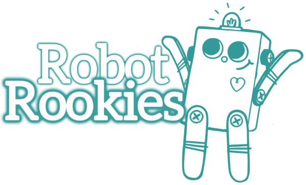 Robot Rookies banner with Bitsy Bot mascot