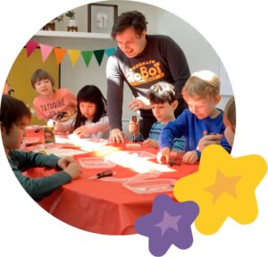 robot building birthday parties