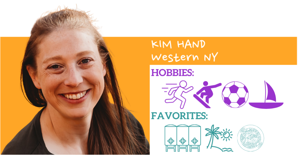 Text: Kim Hand, Western NY Hobbies: Favorites:; Images: Photo and illustrated icons representing hobbies and favorite things